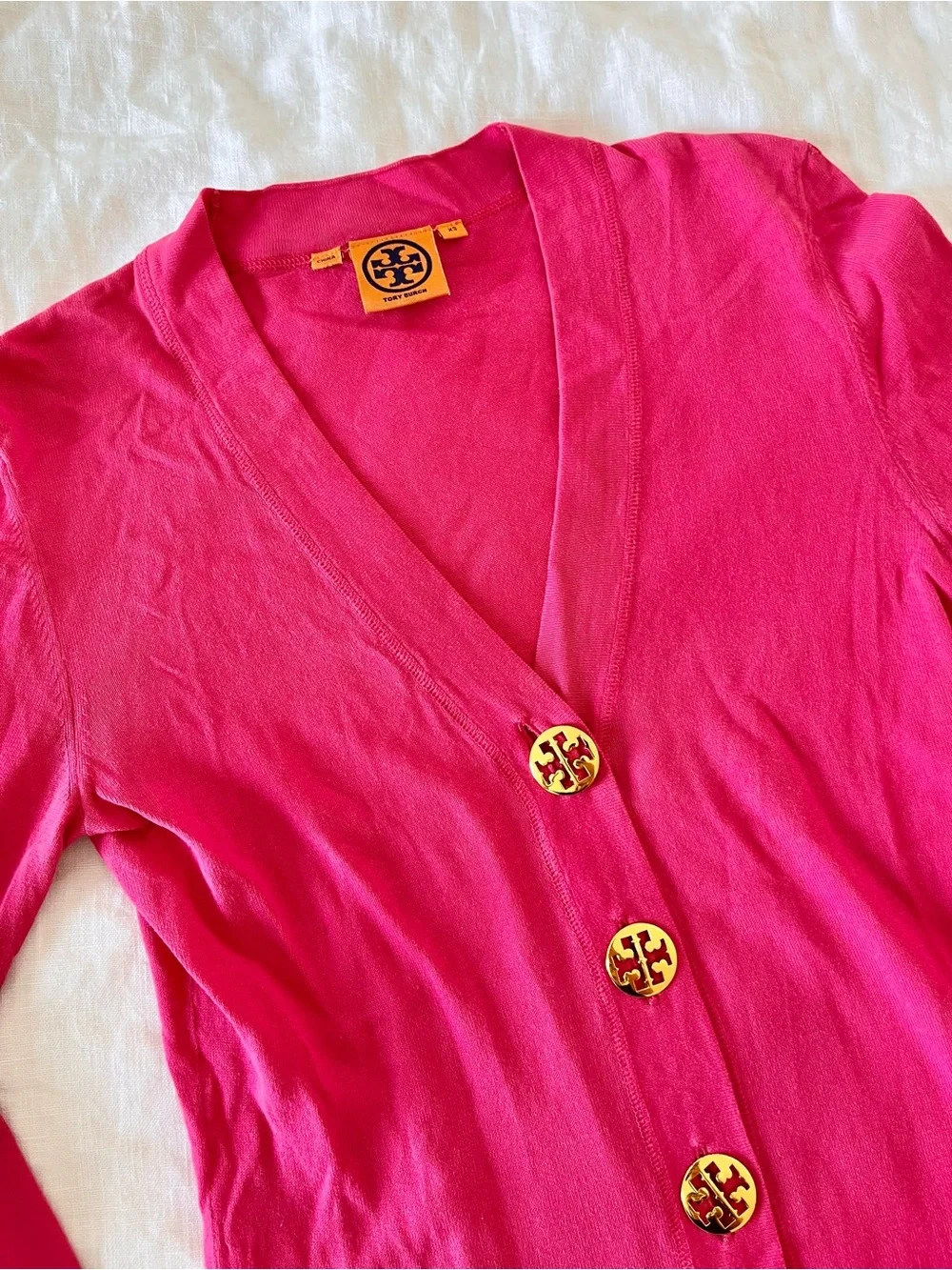 Tory Burch Simone Cardigan xs v neck pink